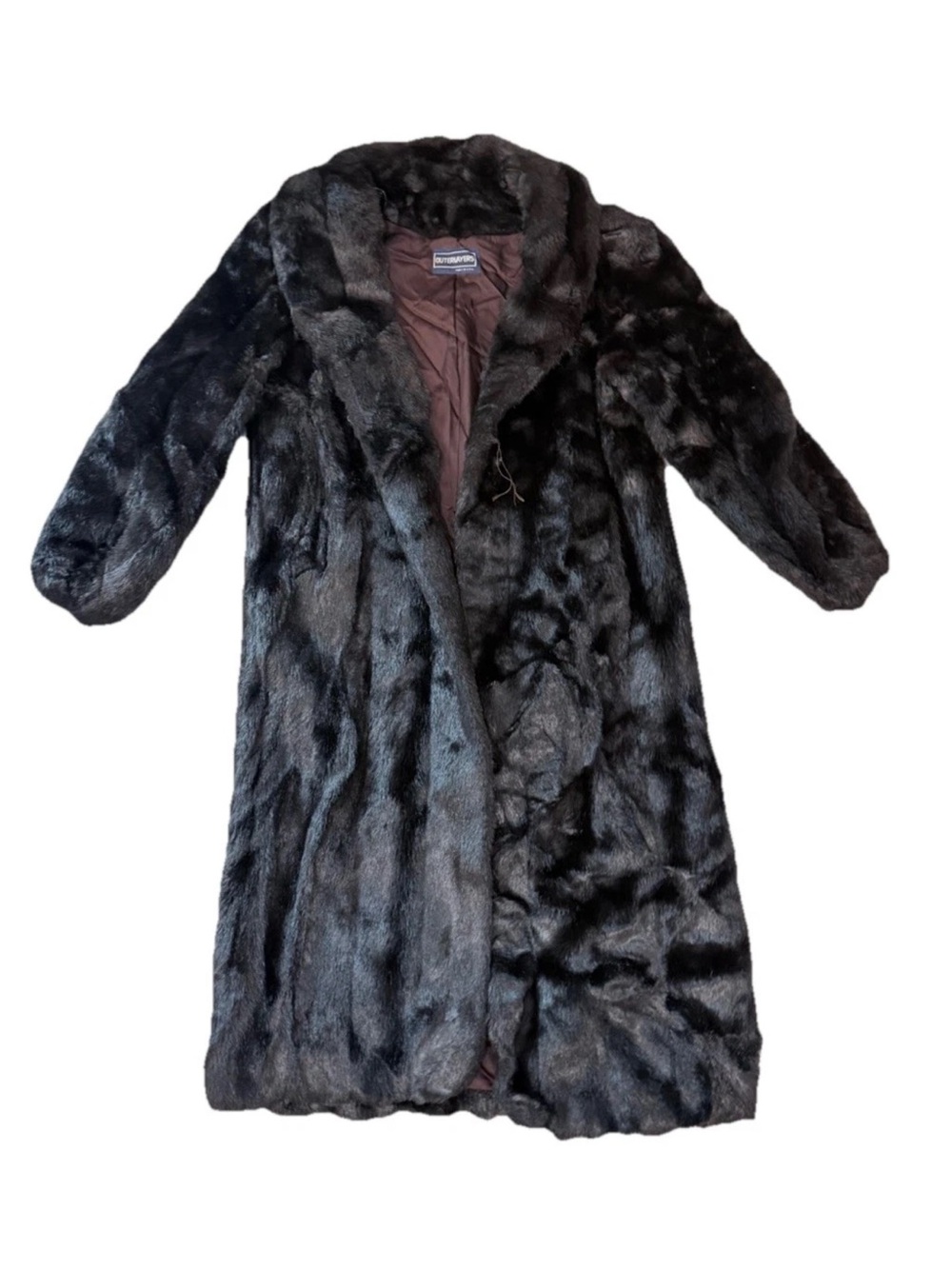 Vintage Long Black Faux Fur Coat - Outerlayers made in USA